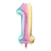 Picture of FOIL BALLOON NUMBER 1 PASTEL RAINBOW 34 INCH